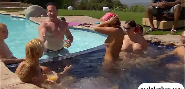  Bunch of swingers have fun by the pool that they all enjoyed